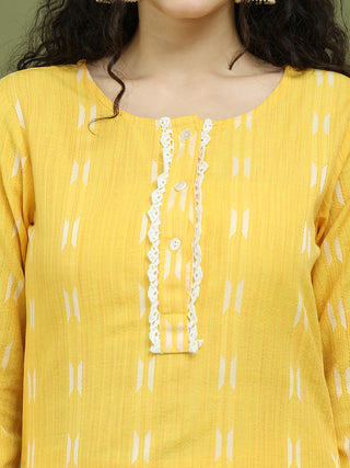 Lace Work, Woven Design straight Kurta Palazza & Dupatta