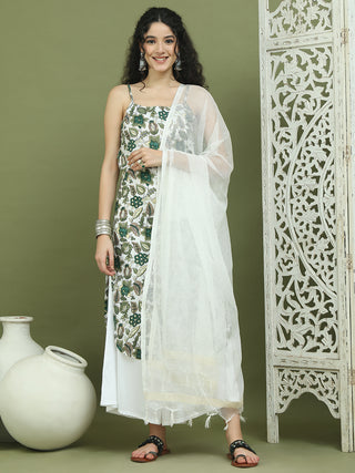 Foil Printed Rayon Kurta Palazzos With Dupatta