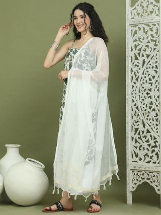 Foil Printed Rayon Kurta Palazzos With Dupatta