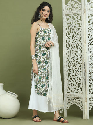 Foil Printed Rayon Kurta Palazzos With Dupatta