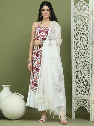 Foil Printed Rayon Kurta Palazzos With Dupatta