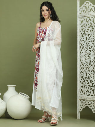 Foil Printed Rayon Kurta Palazzos With Dupatta