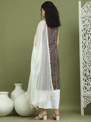Foil Printed Rayon Kurta Palazzos With Dupatta