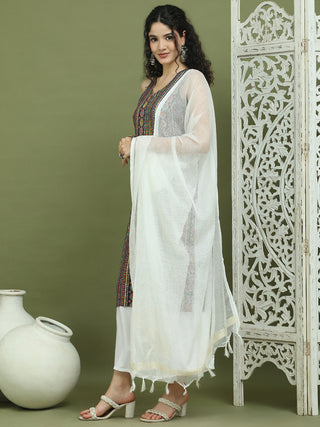 Foil Printed Rayon Kurta Palazzos With Dupatta