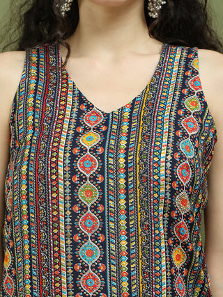 Foil Printed Rayon Kurta Palazzos With Dupatta