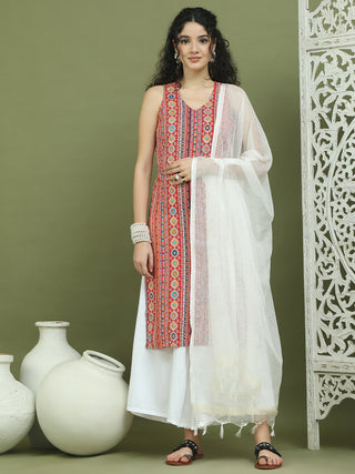 Foil Printed Rayon Kurta Palazzos With Dupatta