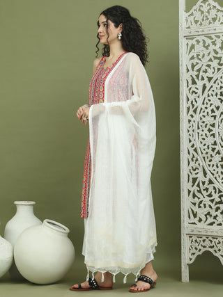 Foil Printed Rayon Kurta Palazzos With Dupatta
