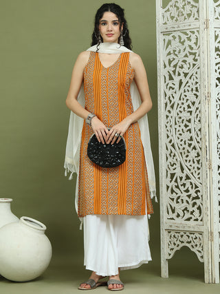 Foil Printed Rayon Kurta Palazzos & Dupatta for Women