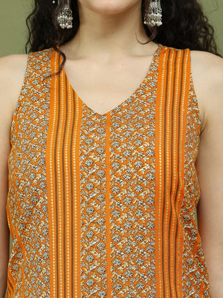 Foil Printed Rayon Kurta Palazzos & Dupatta for Women