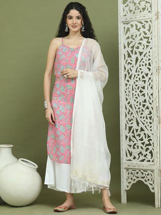 Floral Printed Rayon Kurta Palazzos with Dupatta