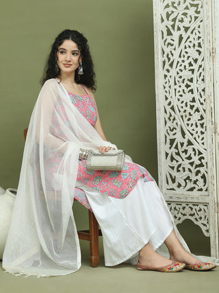 Floral Printed Rayon Kurta Palazzos with Dupatta