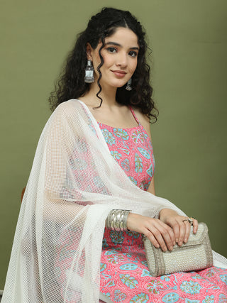 Floral Printed Rayon Kurta Palazzos with Dupatta