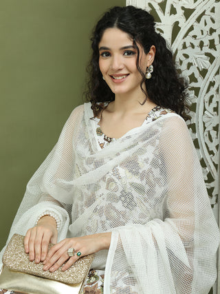 Foil Printed flared kurta pallazos With Dupatta