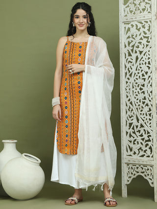 Foil Printed Rayon Kurta Palazzos With Dupatta