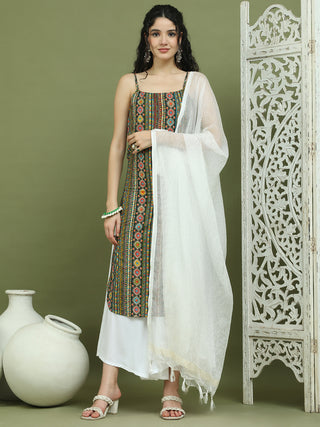 Foil Printed Rayon Kurta Palazzos With Dupatta