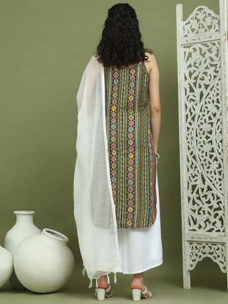 Foil Printed Rayon Kurta Palazzos With Dupatta