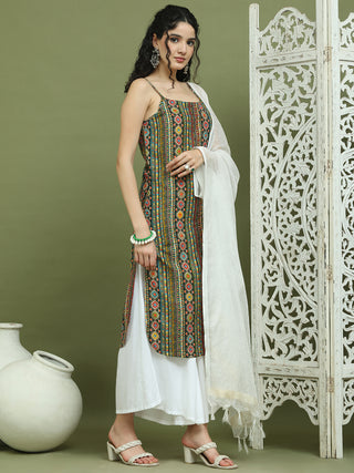 Foil Printed Rayon Kurta Palazzos With Dupatta