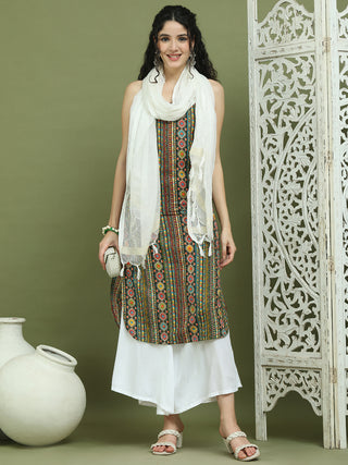 Foil Printed Rayon Kurta Palazzos With Dupatta