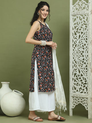 Floral Printed Rayon Kurta Palazzo Set