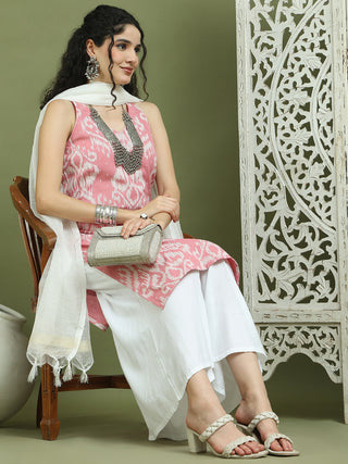 Printed Cotton Kurta Palazzo With Dupatta