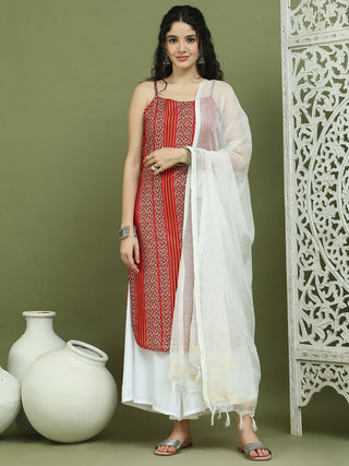 Foil Printed Rayon Kurta Palazzo Dupatta