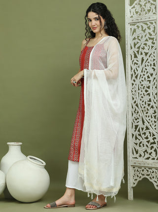 Foil Printed Rayon Kurta Palazzo Dupatta
