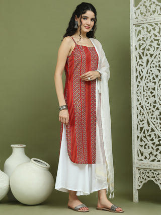 Foil Printed Rayon Kurta Palazzo Dupatta