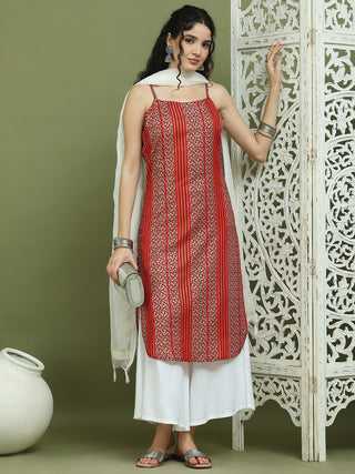 Foil Printed Rayon Kurta Palazzo Dupatta
