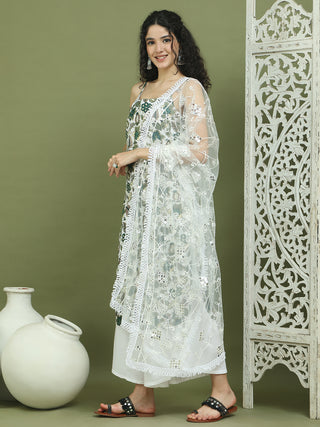 Foil Printed Rayon Kurta Palazzos With Dupatta