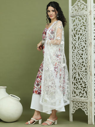 Foil Printed Rayon Kurta Palazzos With Dupatta