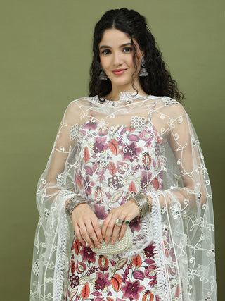 Foil Printed Rayon Kurta Palazzos With Dupatta