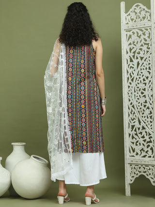 Foil Printed Rayon Kurta Palazzos With Dupatta