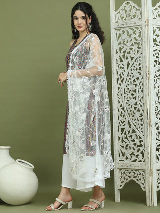 Foil Printed Rayon Kurta Palazzos With Dupatta