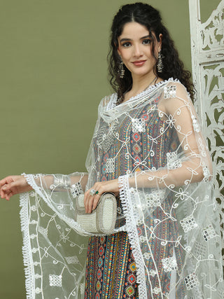 Foil Printed Rayon Kurta Palazzos With Dupatta