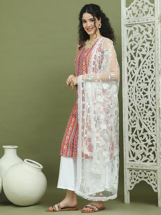 Foil Printed Rayon Kurta Palazzos With Dupatta