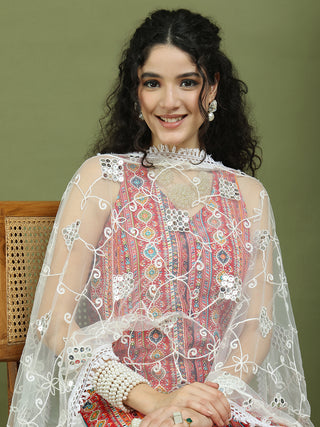 Foil Printed Rayon Kurta Palazzos With Dupatta