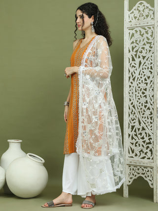 Foil Printed Rayon Kurta Palazzos & Dupatta for Women