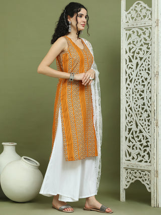 Foil Printed Rayon Kurta Palazzos & Dupatta for Women
