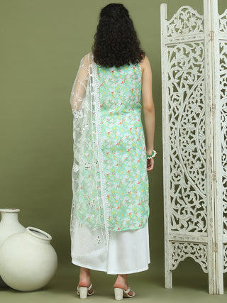 Floral Printed Rayon Kurta Palazzos with Dupatta