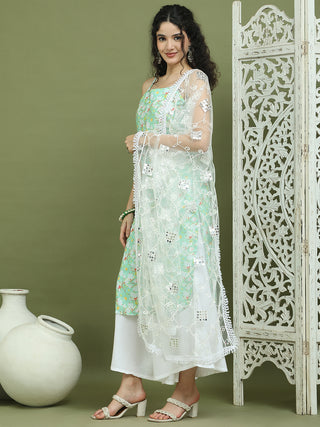 Floral Printed Rayon Kurta Palazzos with Dupatta