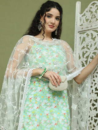 Floral Printed Rayon Kurta Palazzos with Dupatta