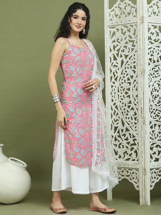 Floral Printed Rayon Kurta Palazzos with Dupatta