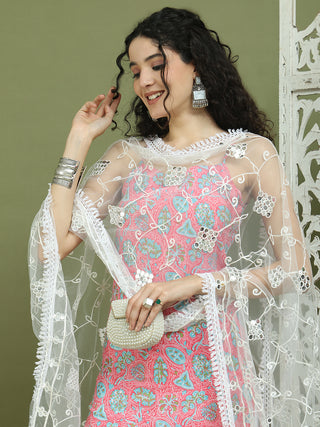 Floral Printed Rayon Kurta Palazzos with Dupatta