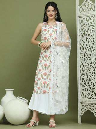 Printed Rayon Kurta Palazzo & Dupatta