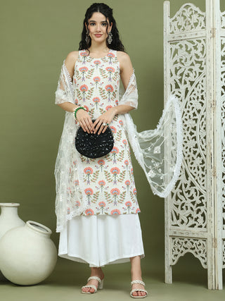 Printed Rayon Kurta Palazzo & Dupatta