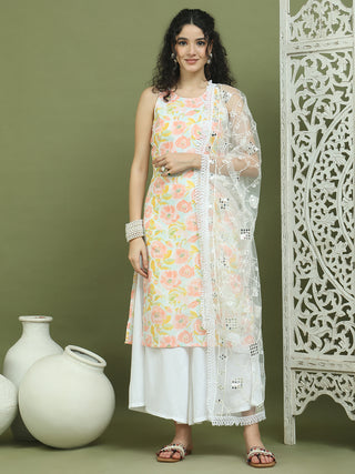 Printed Rayon Kurta Palazzo & Dupatta