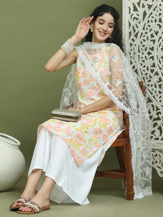 Printed Rayon Kurta Palazzo & Dupatta
