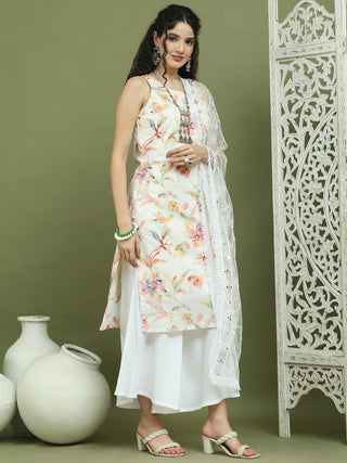 Printed Rayon Kurta Palazzo & Dupatta