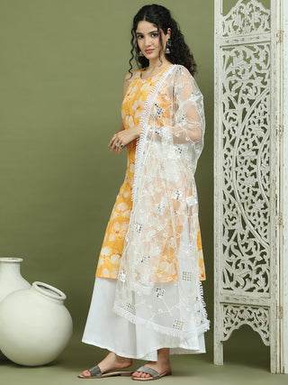 Printed Rayon Kurta Palazzo & Dupatta