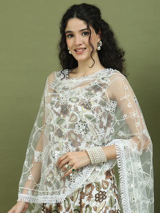 Foil Printed flared kurta pallazos With Dupatta